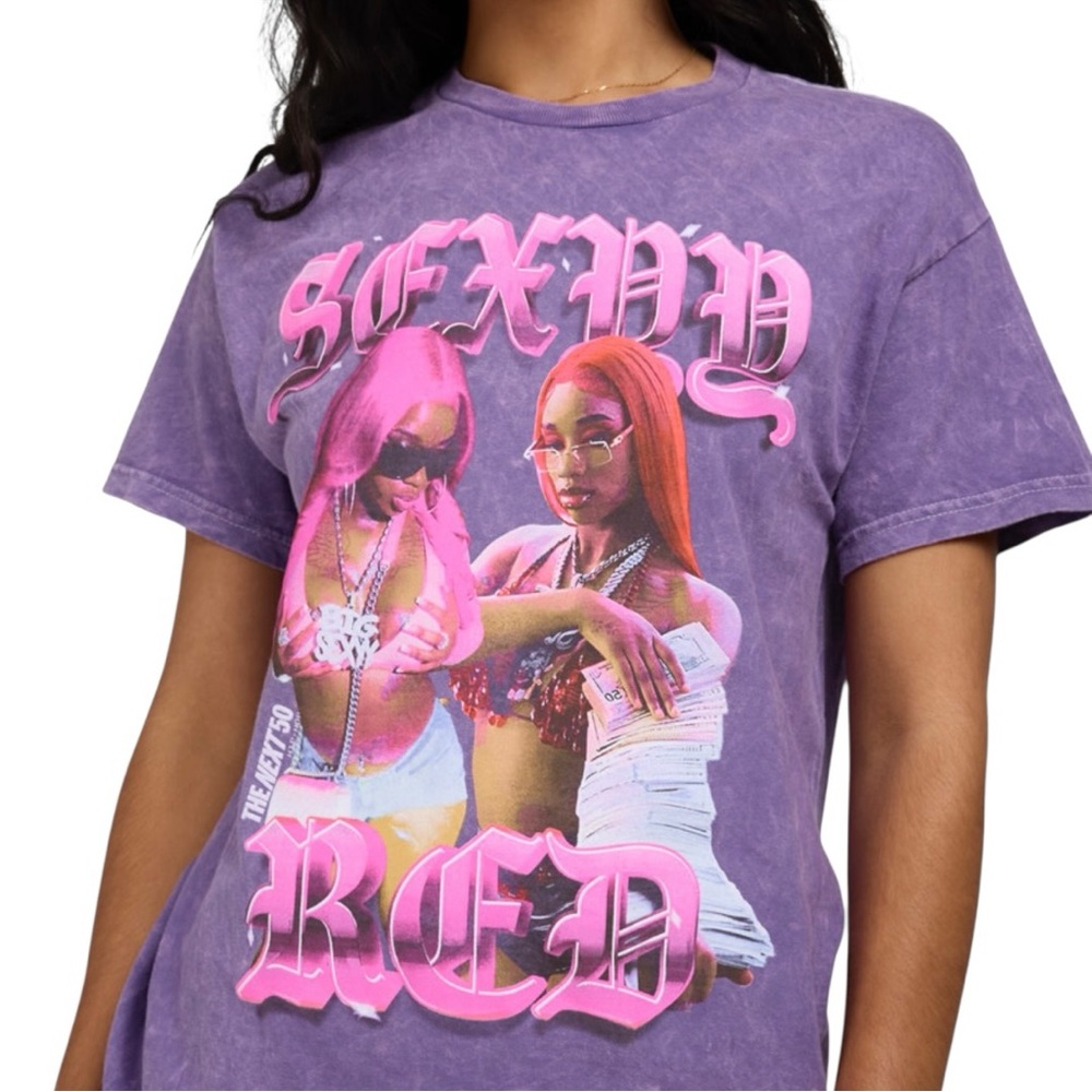 NWOT Sexyy Red Purple Tee with Pink Accents
